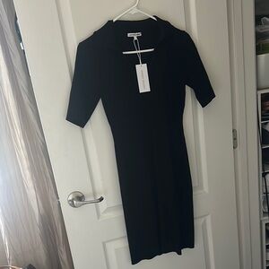 COTTON CITIZEN  V-neck collar ribbed cotton Dress flattering fit Made In USA